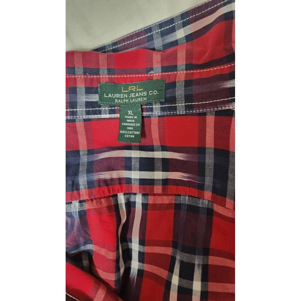 LRL Lauren Jeans Co Ralph Lauren Women's Size XL Plaid Shirt Button Up Red Plaid - Picture 5 of 7